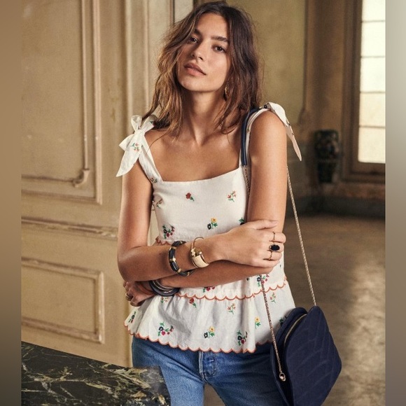 Sezane Tops - Sézane Sonia Embroidered Top, Size 40